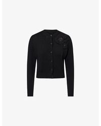 Erdem - Floral-Embellished Merino Wool Cardigan - Lyst