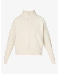 Sweaty Betty - Revive Rib Mix Half-Zip Cotton-Jersey Sweatshirt - Lyst