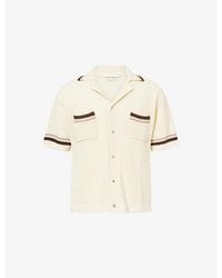 The Couture Club - Camp-Collar Striped Cotton-Crochet Shirt - Lyst