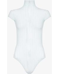 Alaïa - High-neck Semi-sheer Knitted Body - Lyst