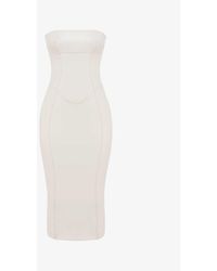 House Of Cb - Camilla Strapless Pu Leather And Cotton-blend Midi Dress - Lyst