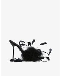 Paris Texas - Lidia Feather 105 Satin Heeled Sandals - Lyst