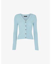 Whistles - V-neck Slim-fit Ribbed Knitted Cardigan - Lyst