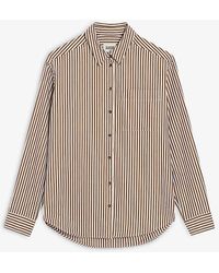 Claudie Pierlot - Striped-pattern Curved-hem Cotton Shirt - Lyst