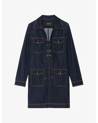 Zadig & Voltaire - Remacha Lace-Neck Denim Mini Dress - Lyst