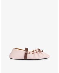 Marni - Branded Leather Ballet Flats - Lyst