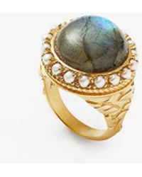 Missoma - Harris Reed X Recycled 18ct Yellow -plated Brass, Labradorite And Pearl Ring - Lyst