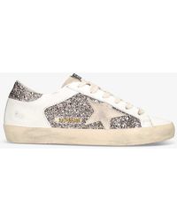 Golden Goose - Super Star Glitter-embellished Faux-leather Low-top Trainers - Lyst