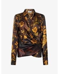 Dries Van Noten - Printed Wrap-Round Silk Shirt - Lyst