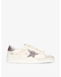 Golden Goose - Stardan 10310 Star-glitter Leather Low-top Trainers - Lyst