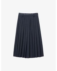 Sandro - Pleated High-Rise Stretch Wool-Blend Midi Skirt - Lyst