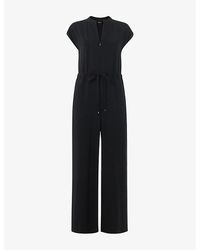 Whistles - V-Neck Short-Sleeve Woven Jumpsuit - Lyst