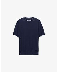 Prada - Brand-Appliqué Short-Sleeve Silk And Cotton-Blend Knitted Jumper - Lyst