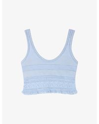 Sandro - Scoop-Neck Cropped Knitted Top - Lyst
