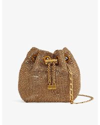 Reiss - Demi Crystal-embellished Woven Mini Bucket Bag - Lyst