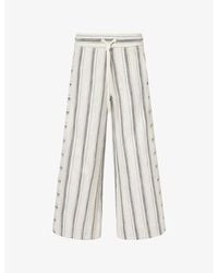 ME+EM - Striped Cropped-Leg Cotton-Blend Trousers - Lyst
