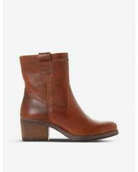 Bertie Pacer Block Heel Leather Ankle Boots - Brown