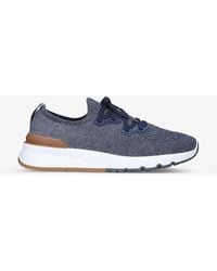 Brunello Cucinelli - Brand-embossed Knitted Low-top Trainers - Lyst