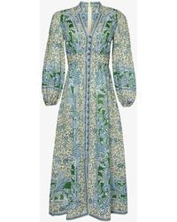 Zimmermann - Ottie Paisley-print Linen Midi Dress - Lyst