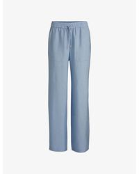 BOSS - Elasticated-Waist Wide-Leg Woven Trousers - Lyst