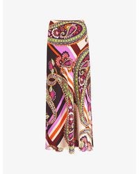 Ro&zo - Paisley-print Bias-cut Satin Maxi Skirt - Lyst