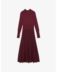 Reiss - Alicia Belted Knit Pleated Midi Dress - Lyst