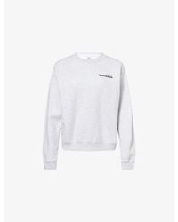 Sporty & Rich - Serif Logo-Embroidered Cotton Jumper - Lyst