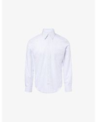 dunhill - Striped Pointed-Collar Textured-Cotton Shirt - Lyst