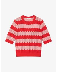 LK Bennett - Cinzia Stripe-pattern Cotton-blend T-shirt - Lyst