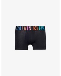 Calvin Klein - Branded-waistband Mid-rise Stretch-cotton Trunks X - Lyst