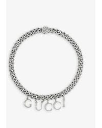 Gucci - Logo-embellished -toned Brass Necklace - Lyst