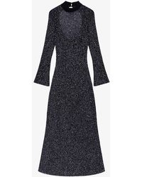 Maje - Open-back Sequin-embellished Knitted Maxi Dress - Lyst