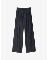 Sandro - Wide-Leg High-Rise Denim Suit Trousers - Lyst