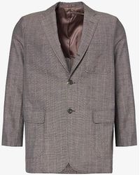 Beams Plus - Plaid-patterned Single-breasted Wool And Linen-blend Blazer - Lyst
