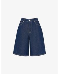Whistles - Wide-Leg High-Rise Knee-Length Denim Shorts - Lyst