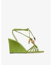 Jimmy Choo - Lova 85 Beaded Suede Wedge Heels - Lyst