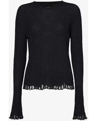 Uma Wang - Distressed Cotton And Silk-blend Knitted Top - Lyst