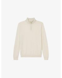 Reiss - Snow Blackhall Half-Zip Funnel-Neck Wool Knitted Jumper - Lyst