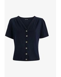 Whistles - Vy Maeve Buttoned Cotton-jersey T-shirt - Lyst