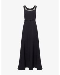 Roland Mouret - Pearl-Embellished Scoop-Neck Woven Midi Dress - Lyst