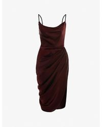 House Of Cb - Reva Corset Satin Midi Dress - Lyst