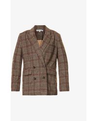 Reformation Winston Checked Double-breasted Woven Blazer - Brown