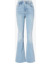 FRAME - Logo-embellished Flared-leg High-rise Organic And Recycled Stretch-denim-blend Jeans - Lyst