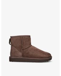 UGG - Classic Mini Ii Logo-patch Suede And Shearling Ankle Boots - Lyst