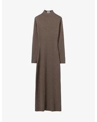 Claudie Pierlot - High-Neck Ribbed Wool Maxi Dress - Lyst