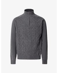 Hackett - Quarter-Zip Cable-Knit Wool Jumper - Lyst