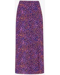 Whistles - Leopard-print High-rise Woven Midi Skirt - Lyst