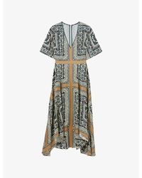 Claudie Pierlot - Printed Short-Sleeve Woven Midi Dress - Lyst