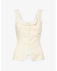 Reformation - Viola Sweetheart-Neck Linen Top - Lyst