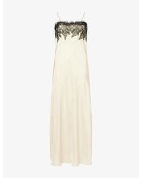 Dissh - Mina Lace-Trim Satin Maxi Dress - Lyst